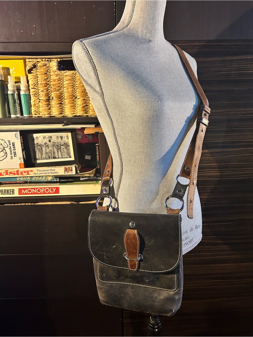 Leather Crossbody Messenger Bag for Men - Brown/Black by Canadian Company JMB